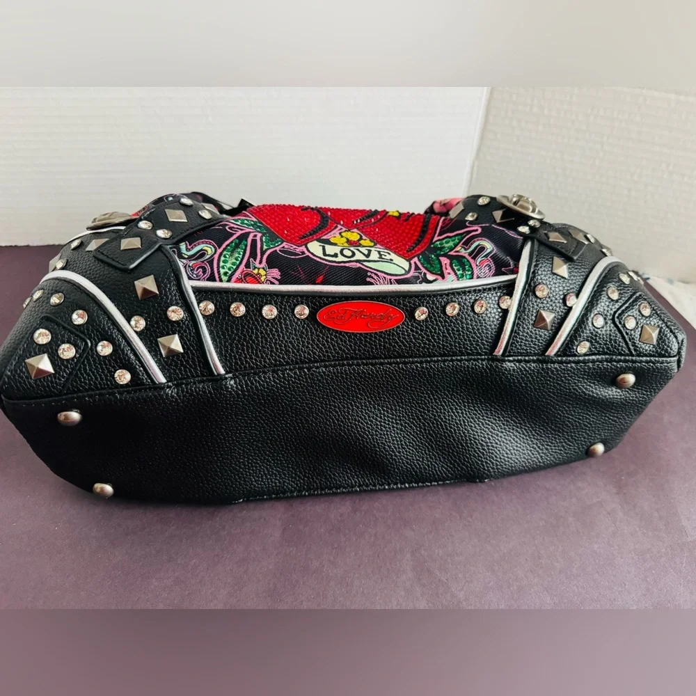 Ed hardy tattoo and Heart design Embellished satchel BNWT - Picture 9 of 12
